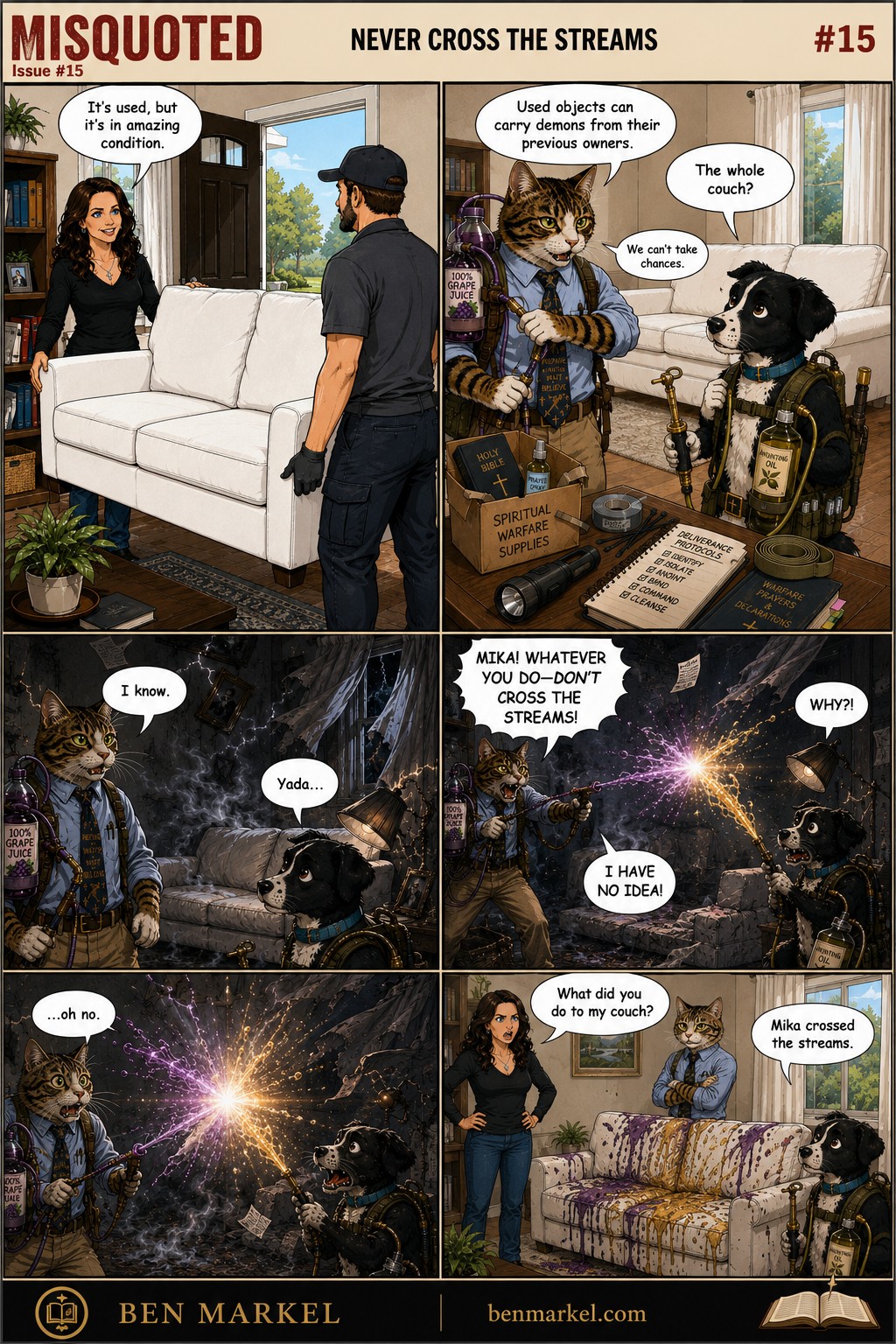 Misquoted Issue 15 Never Cross the Streams comic featuring Yada and Mika.