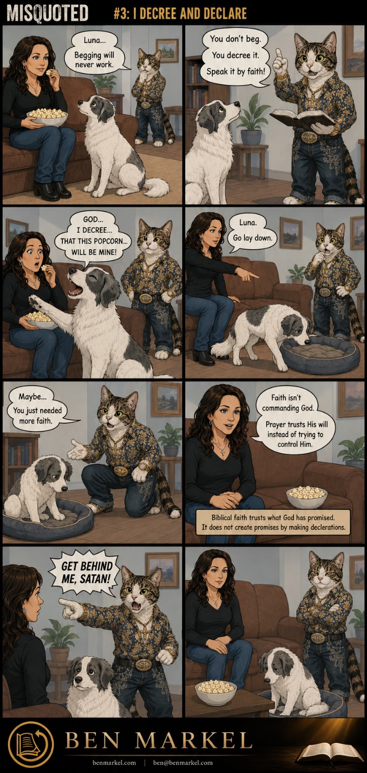Misquoted Issue 3 I Decree and Declare comic featuring Luna, Yada, and Erika.