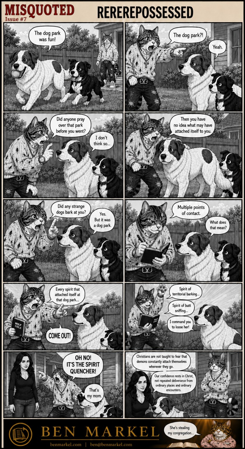 Misquoted Issue 7 REREREPOSSESSED comic featuring Yada, Luna, and Erika.